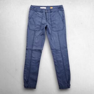 Anthropologie Pilcro Hyphen Utility Pants Women 28T Blue Straight Adj Waist Hem